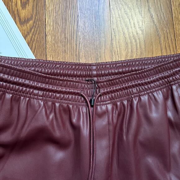 MNG Burgundy Faux Leather Drawstring Pants - Picture 3 of 8